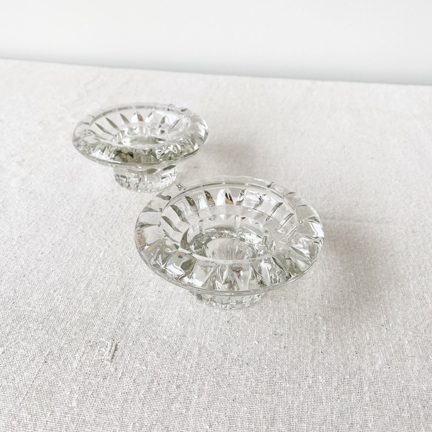 Vintage Crystal Candle Holder Pair