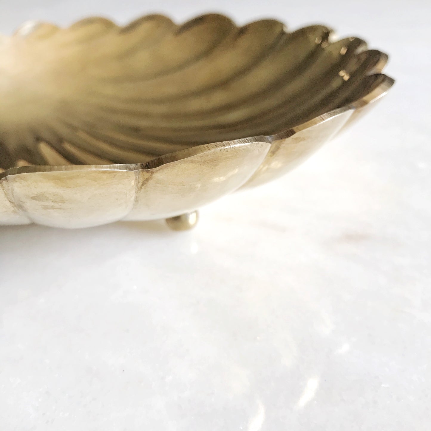 Heavy Vintage Brass Shell Dish