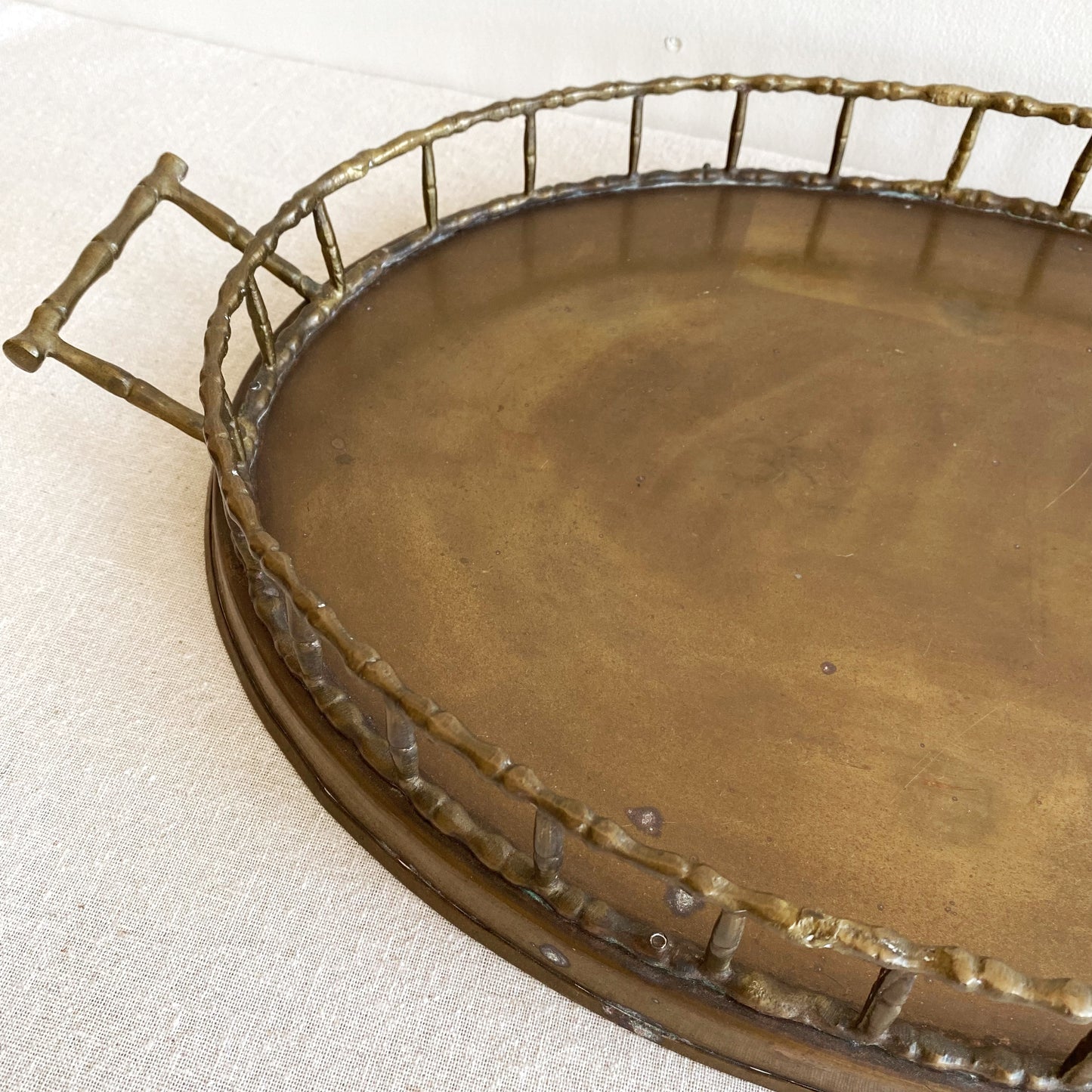 XL Vintage Brass Tray with Rail