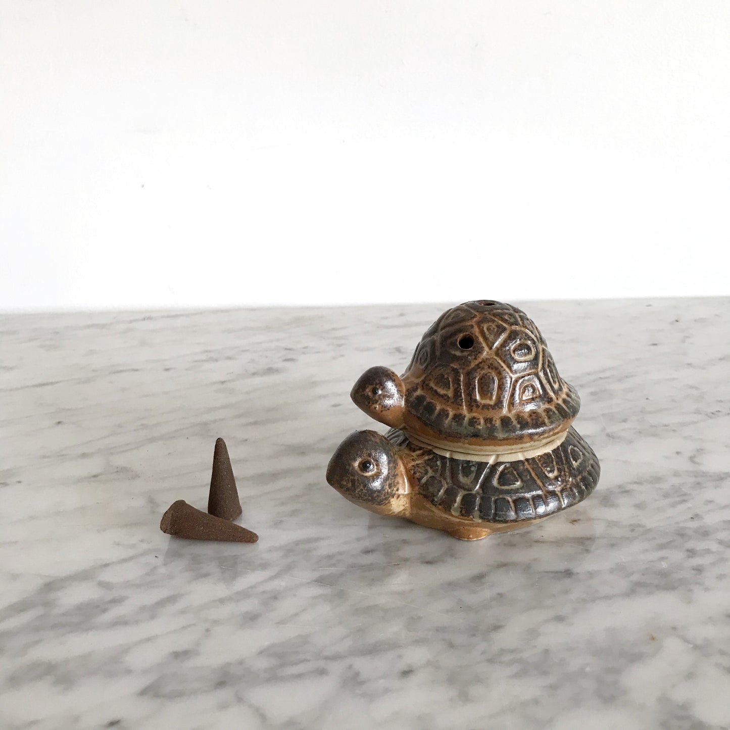 Vintage Ceramic Stacked Turtle Incense Burner