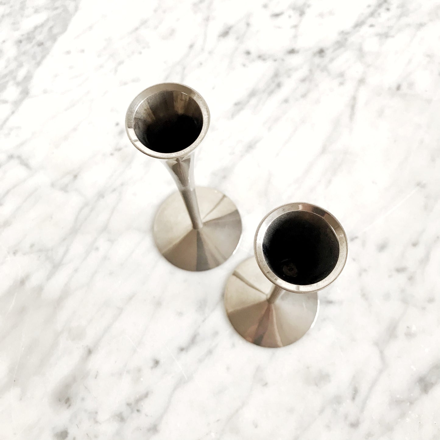 Pair of Slender Silver Candle Holders, Germany