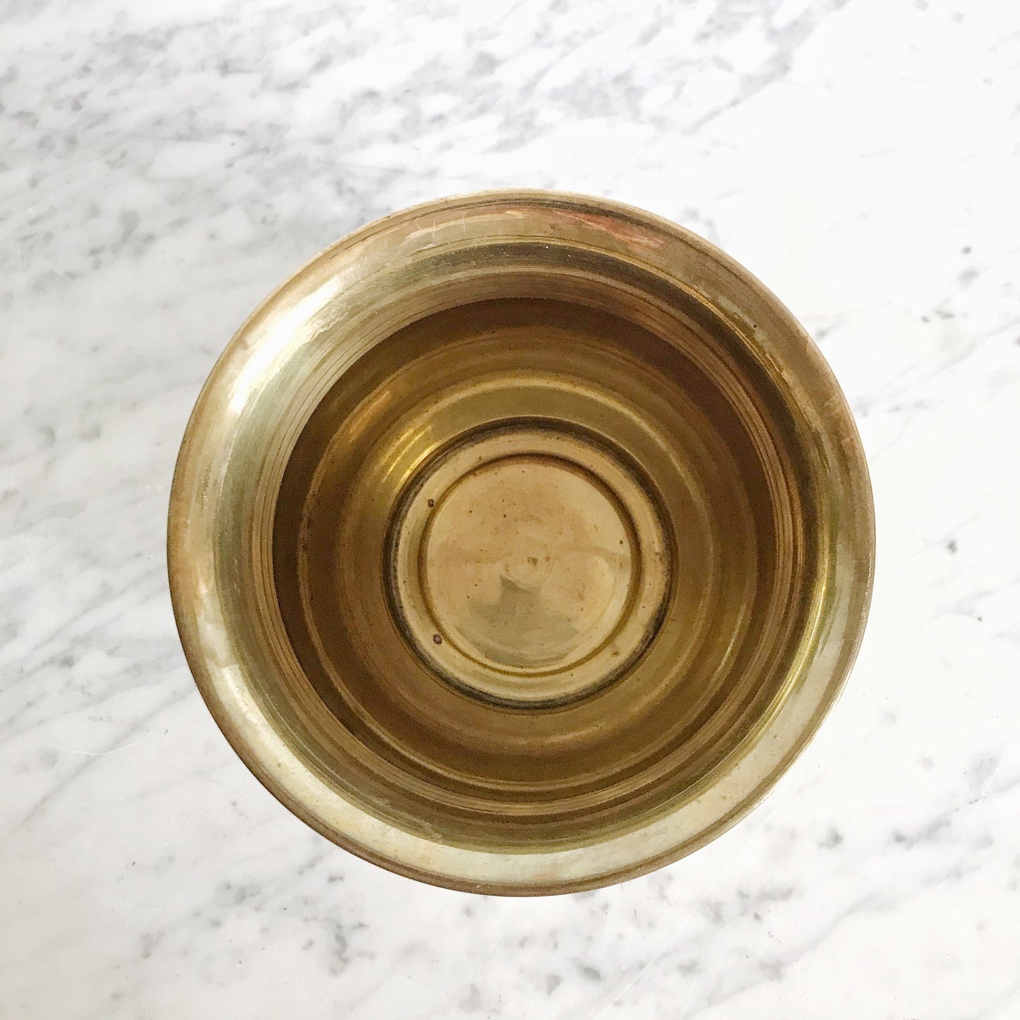 Vintage Brass Planter with Stripes