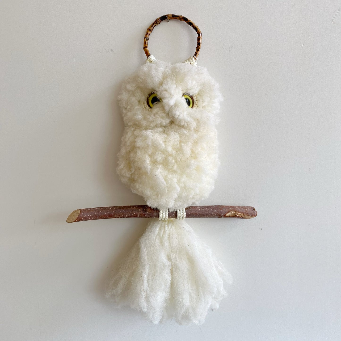 Large Vintage Soft Macrame Snowy Owl