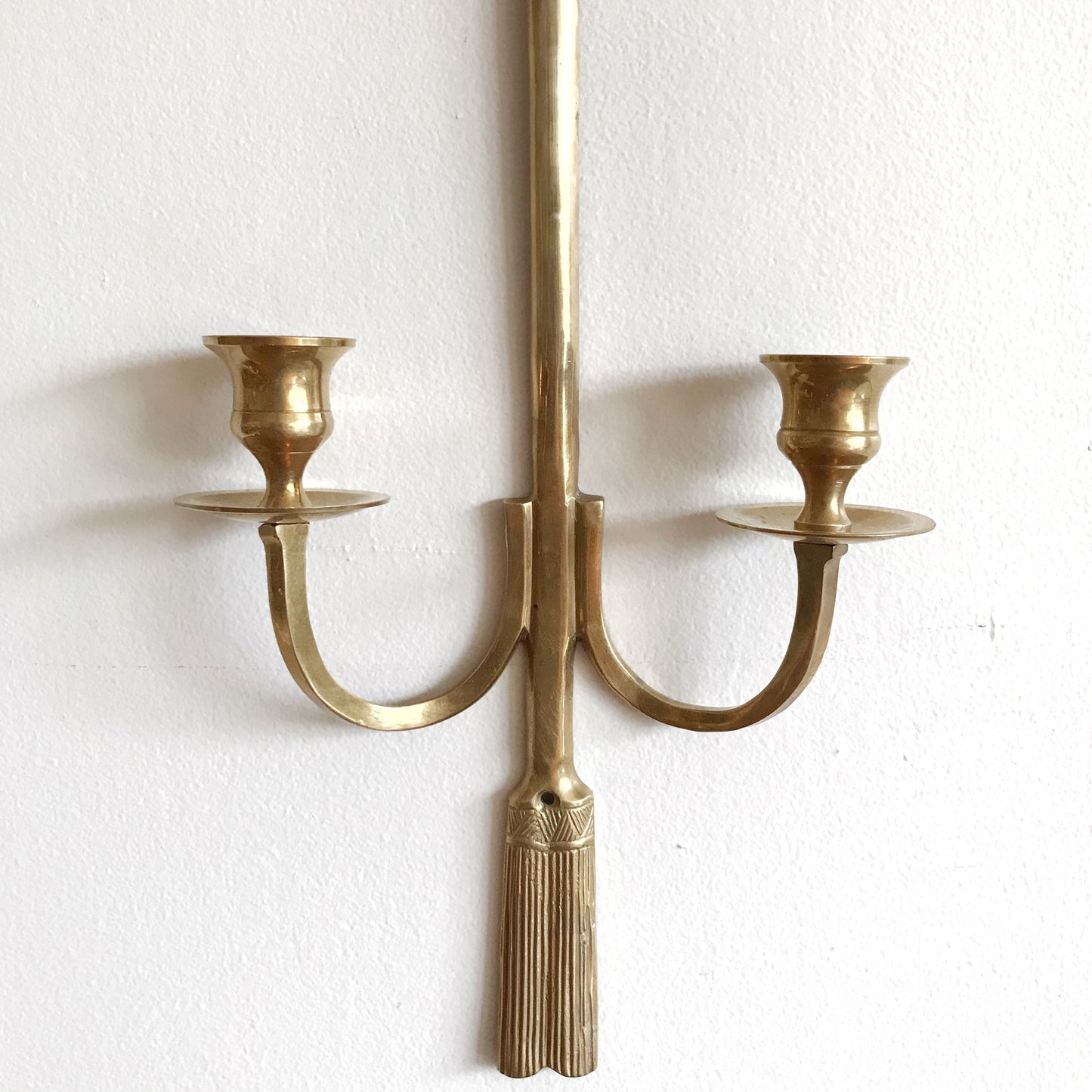 XL Double Brass Wall Candle Sconce with Bow
