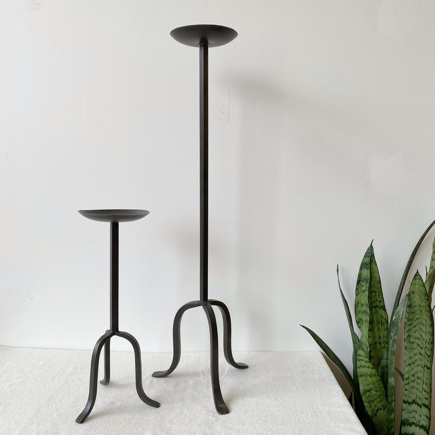 27" Vintage Large Iron Pillar Candle Stand