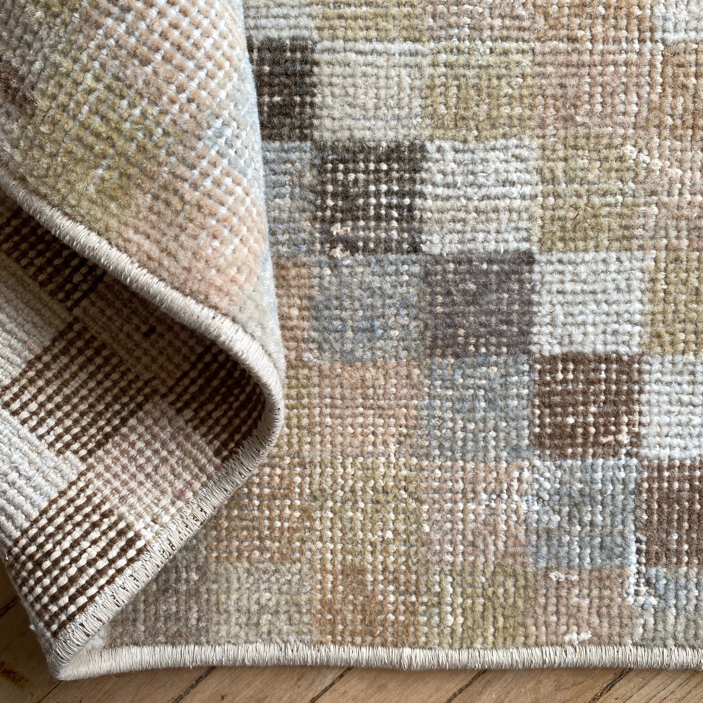 Vintage Checkered Rug (3.6 x 2.4)