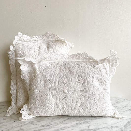 Vintage Crochet Lace Pillow, 11x14