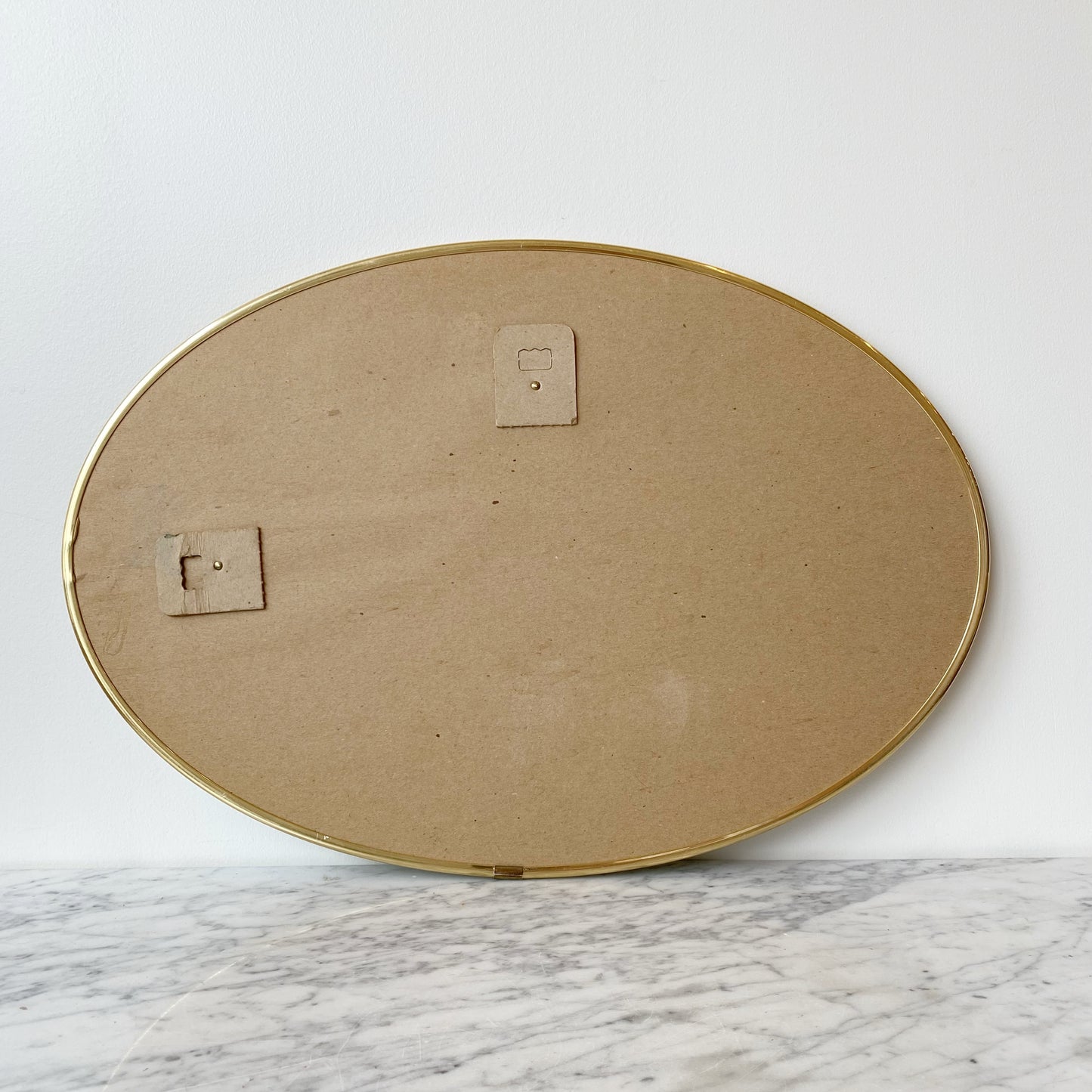Vintage Slender Gold Framed Oval Mirror (22.5” x 15.75”)