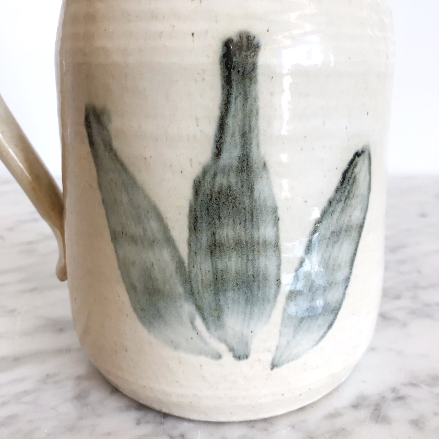 Vintage Stoneware Pitcher with Abstract Strokes