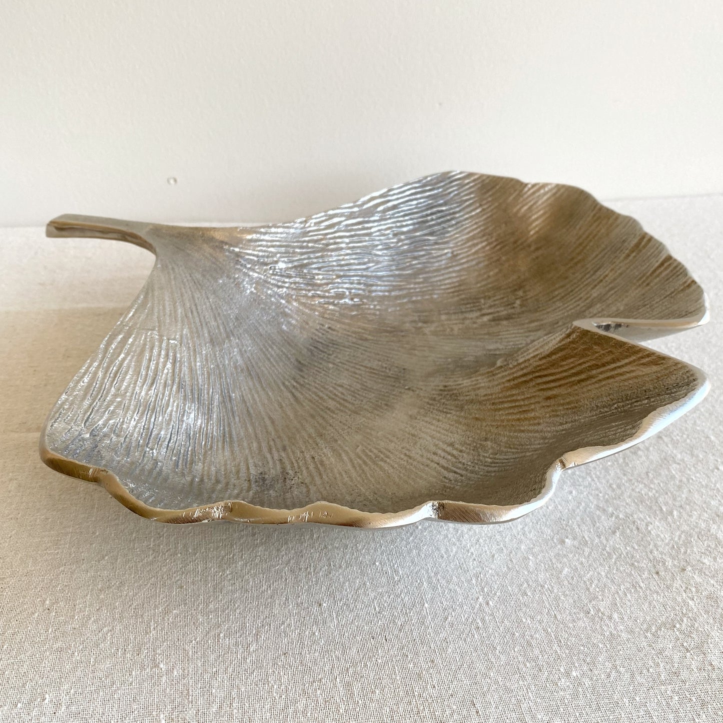 Oversized Metal Ginkgo Leaf Bowl