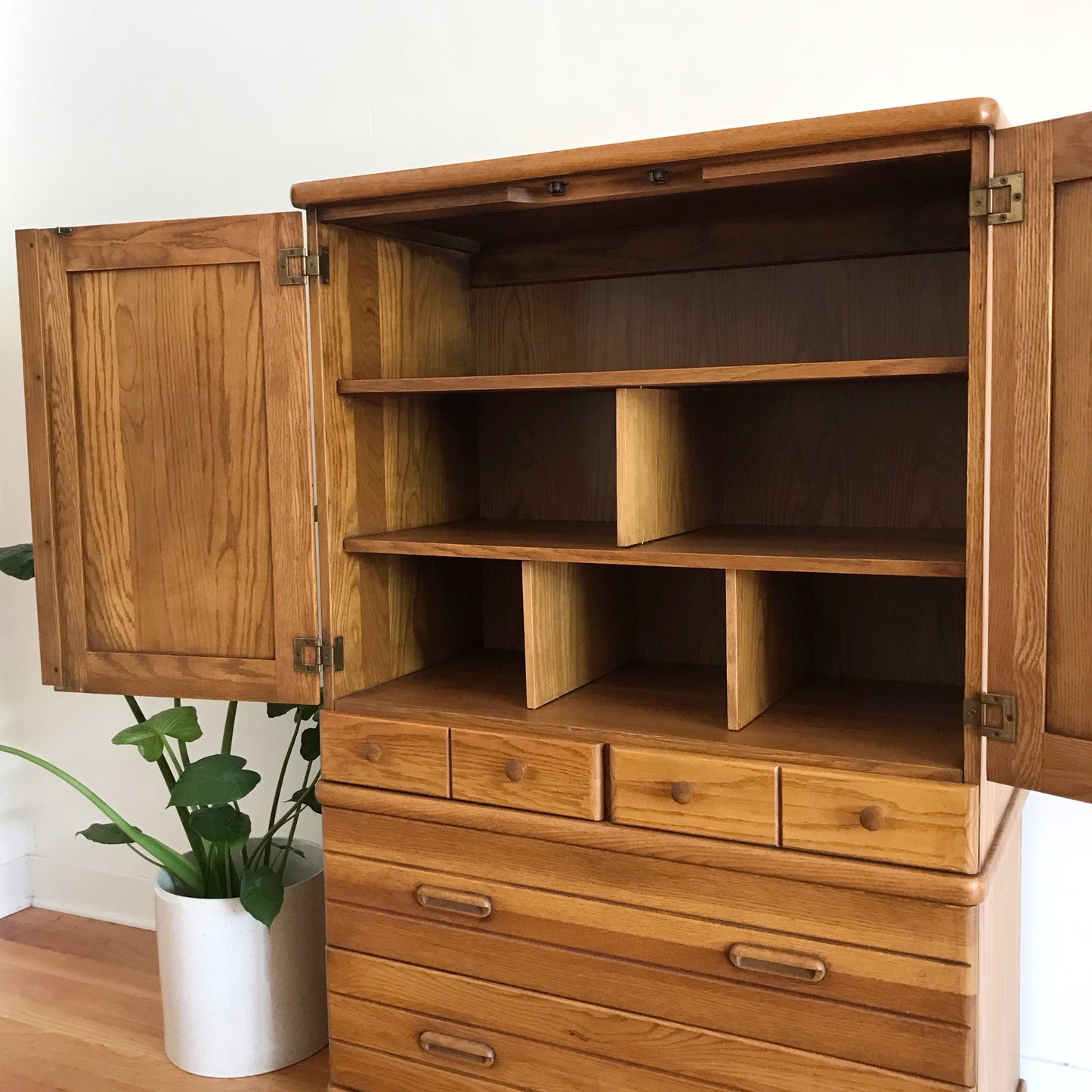 Vintage Oak Dresser with Caning