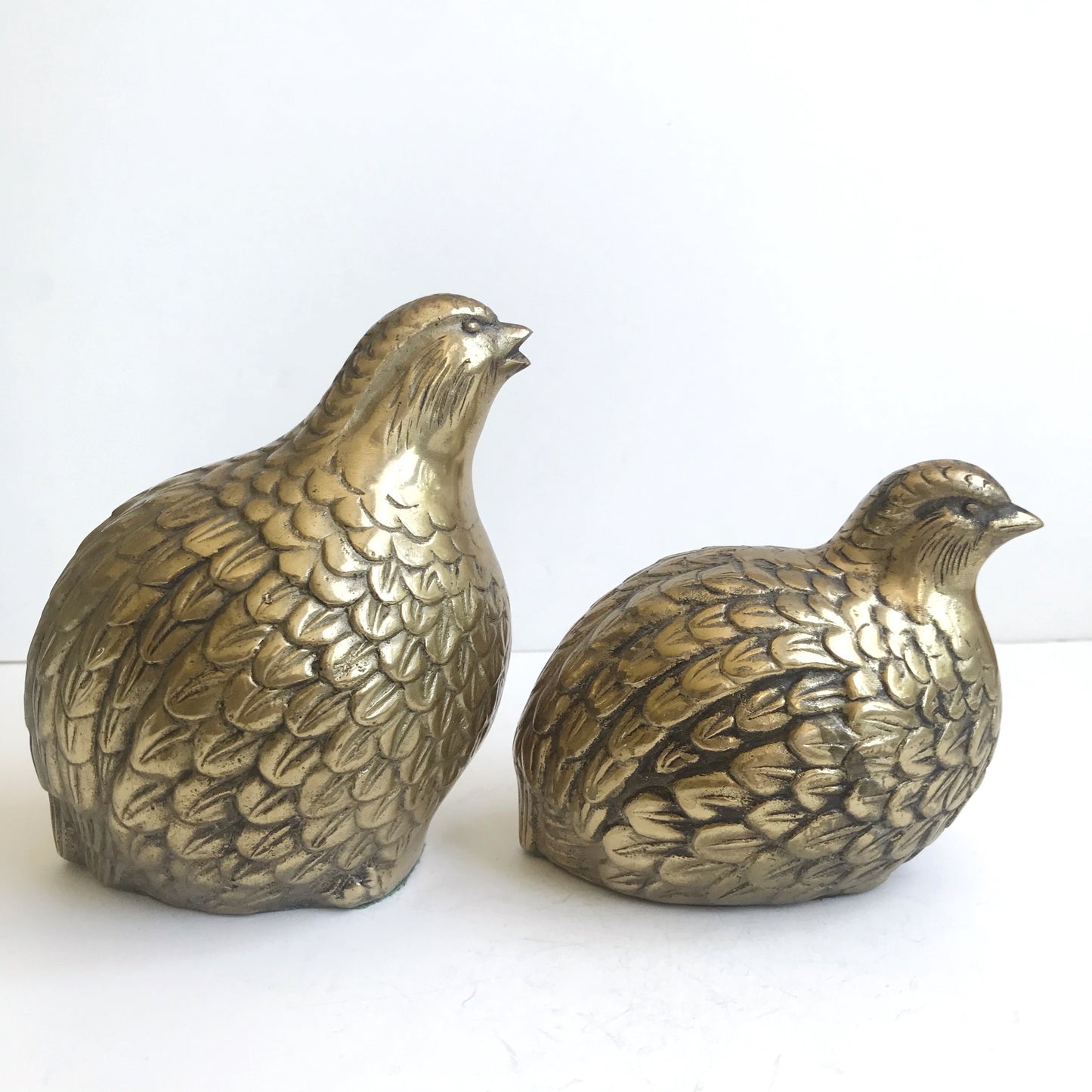 Pair of Beautiful Vintage Brass Quail