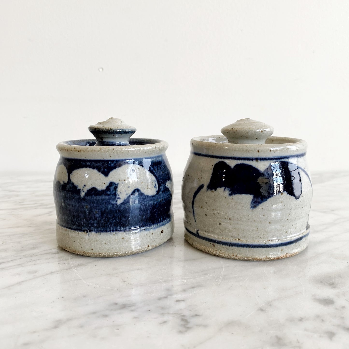 Set of Found Stoneware Salt + Pepper Shakers