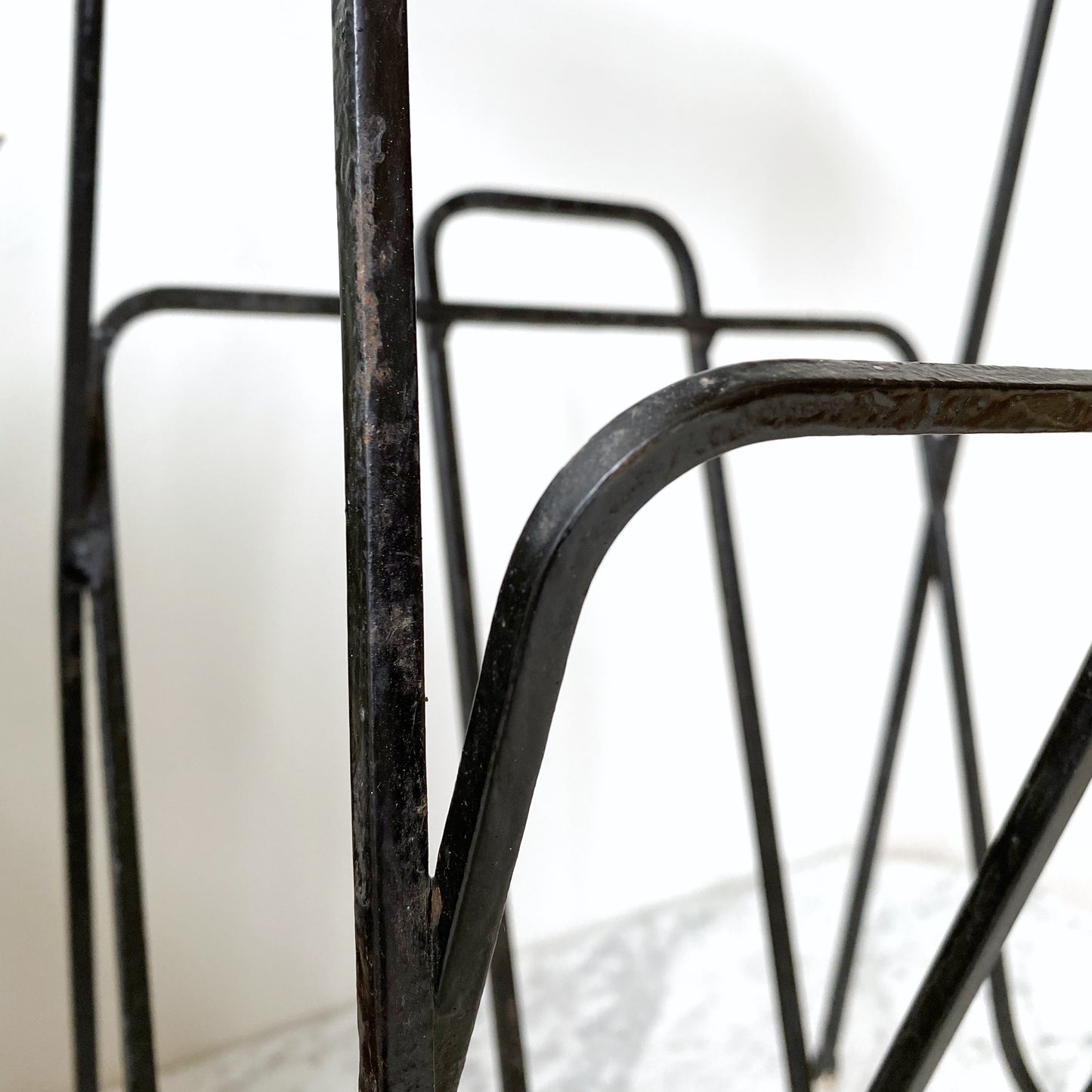MCM Black Metal Side Table / Plant Stand / Magazine Holder