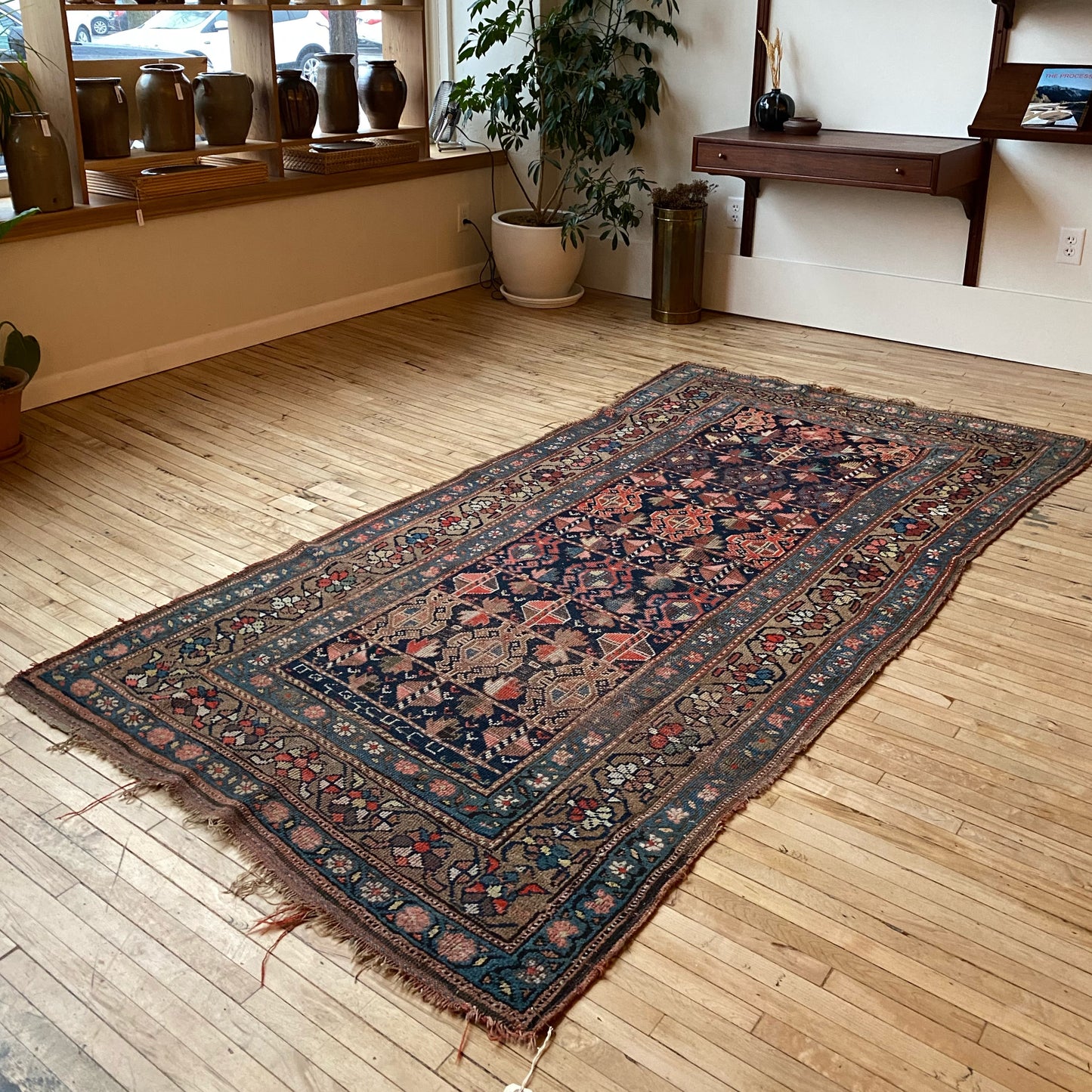 "AGNES" Antique Hand-knotted Wool Rug (8'3" x 4'2")