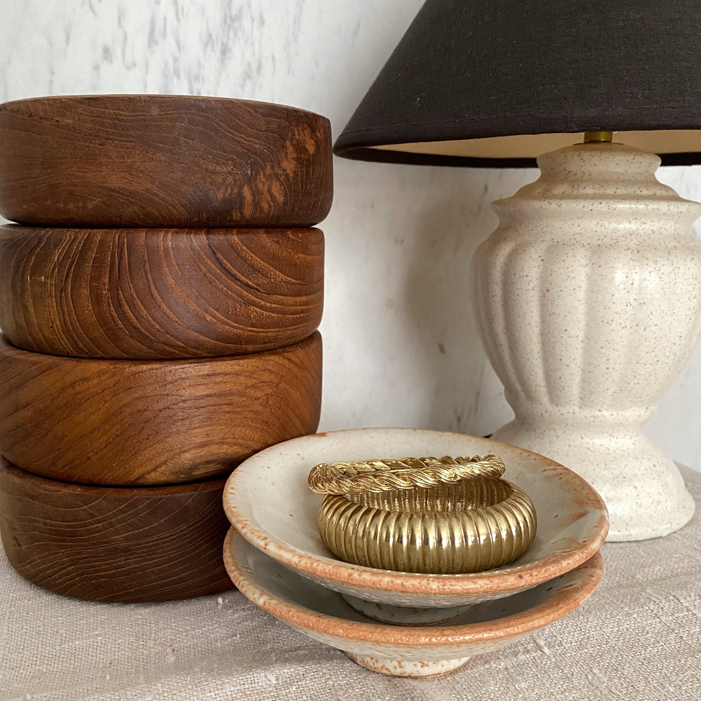 Vintage Ceramic Lamp with Black Shade