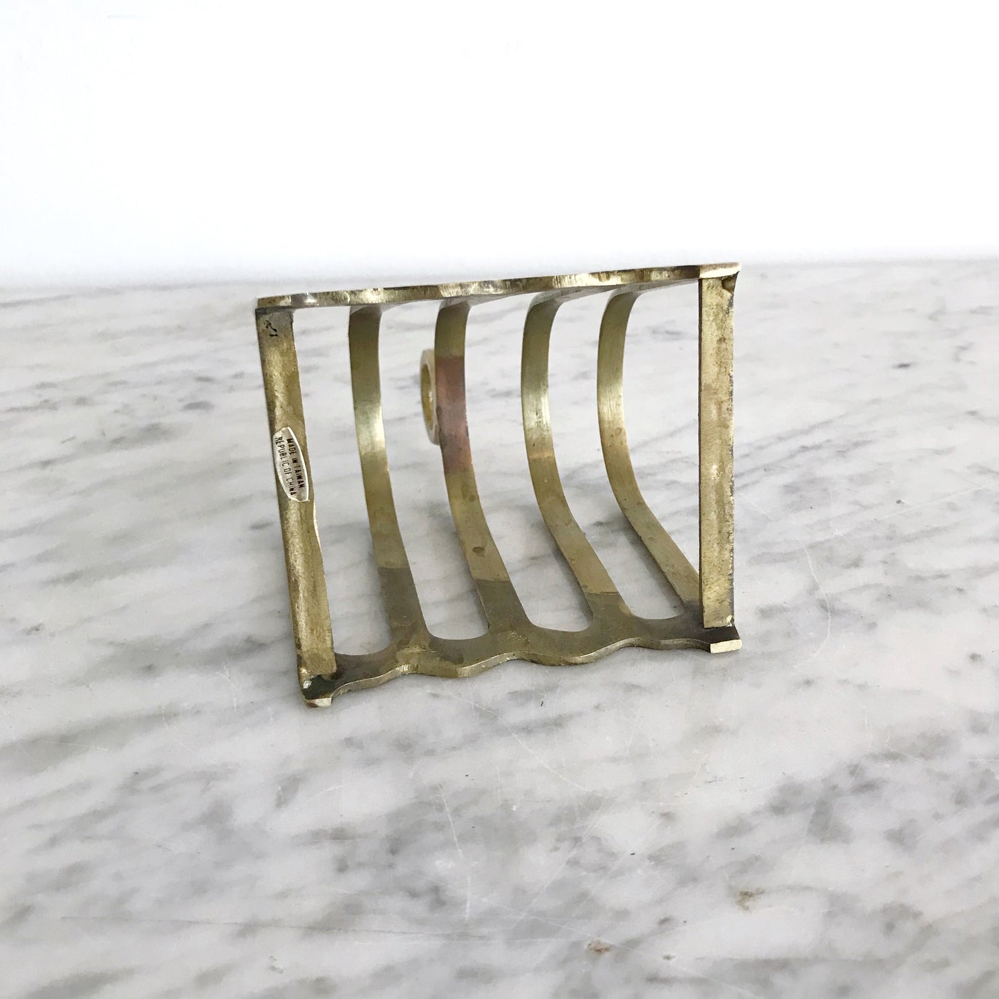 Vintage Brass Letter Holder w Circle Handle