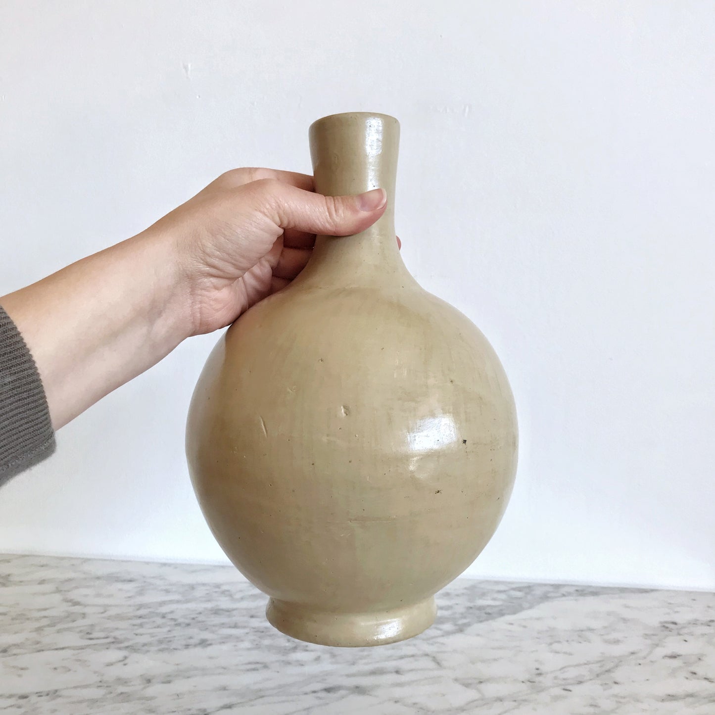 Large Clay Vessel Vase, Bisque