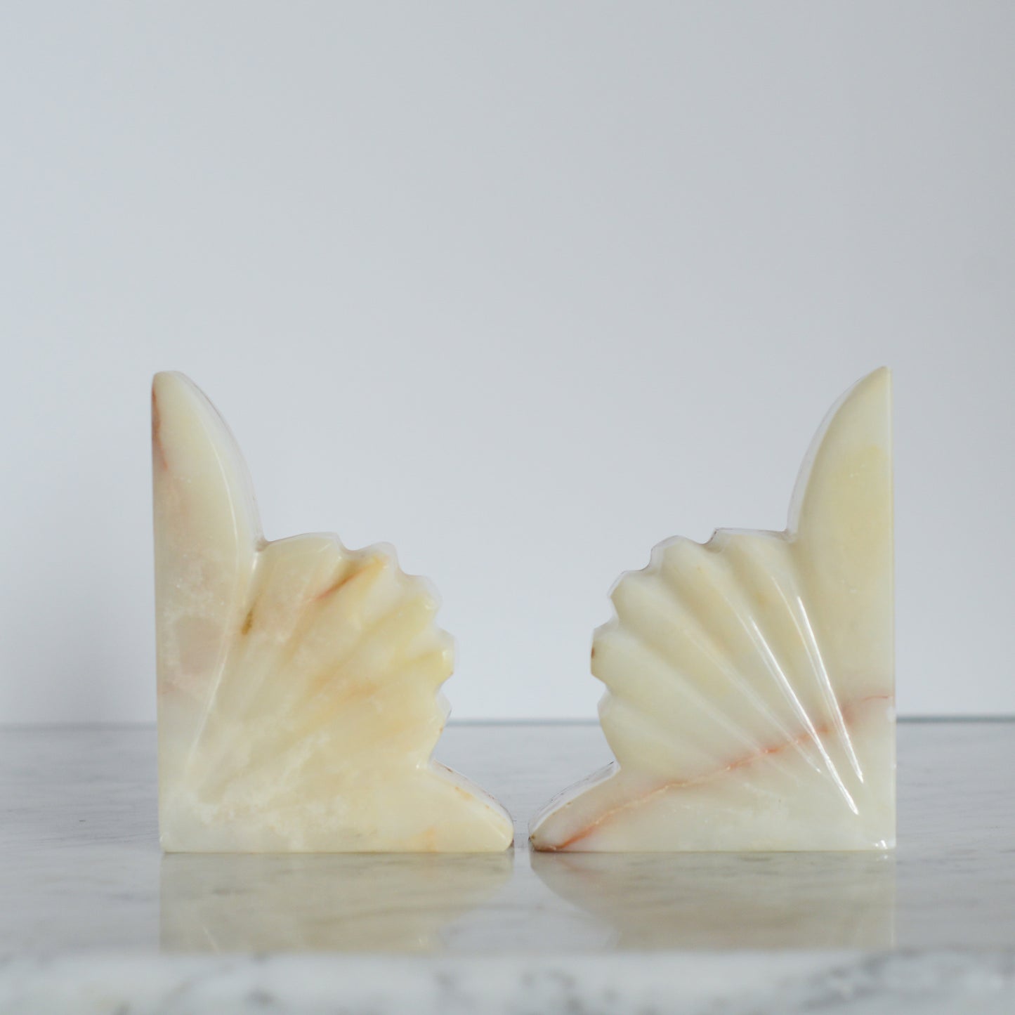 Pair of Vintage Carved Onyx Bookends