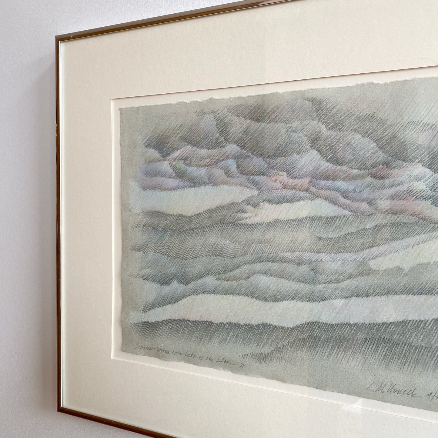 Vintage Original Drawing “Summer Storm Over Lake Of The Isle”