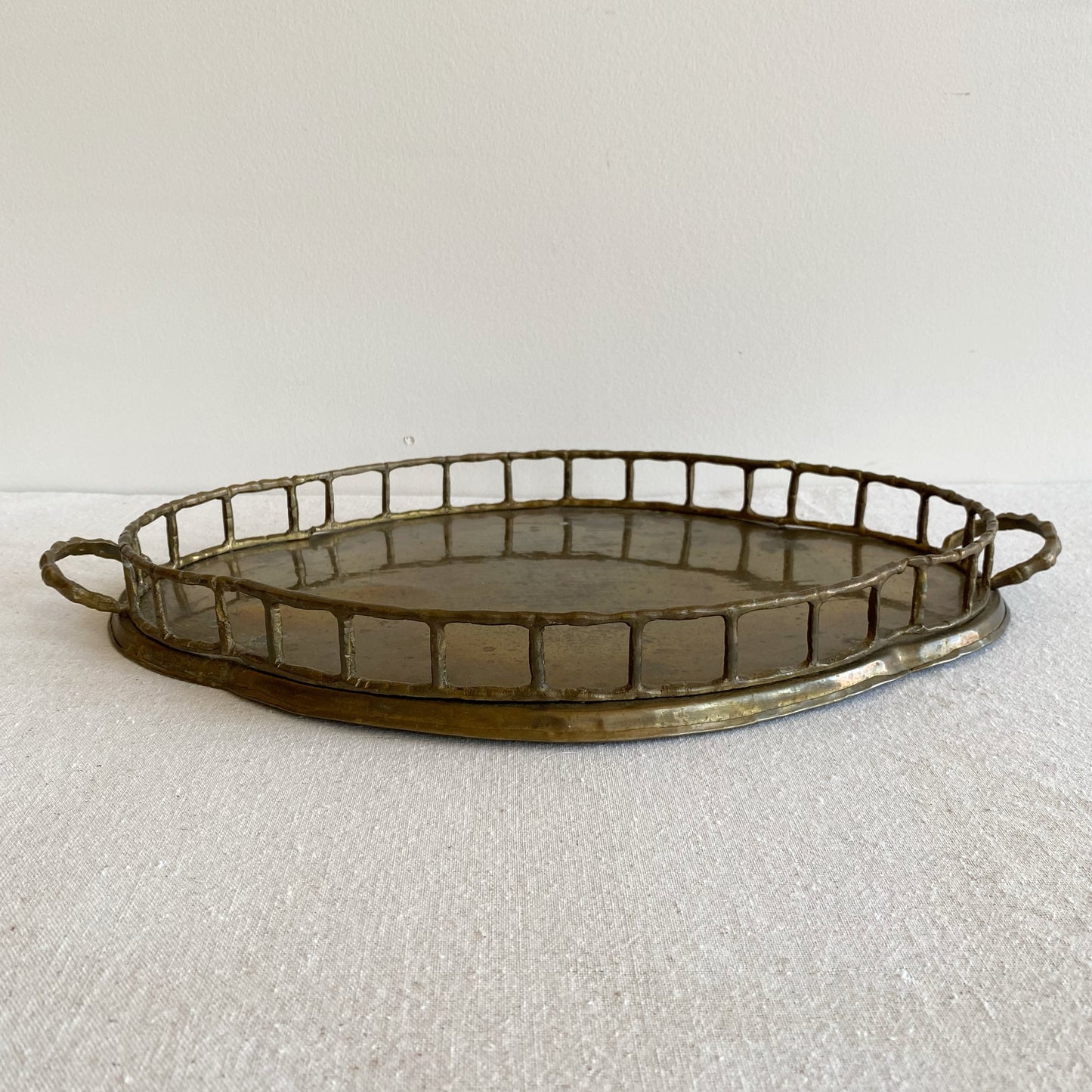 Vintage Brass Tray with Rail