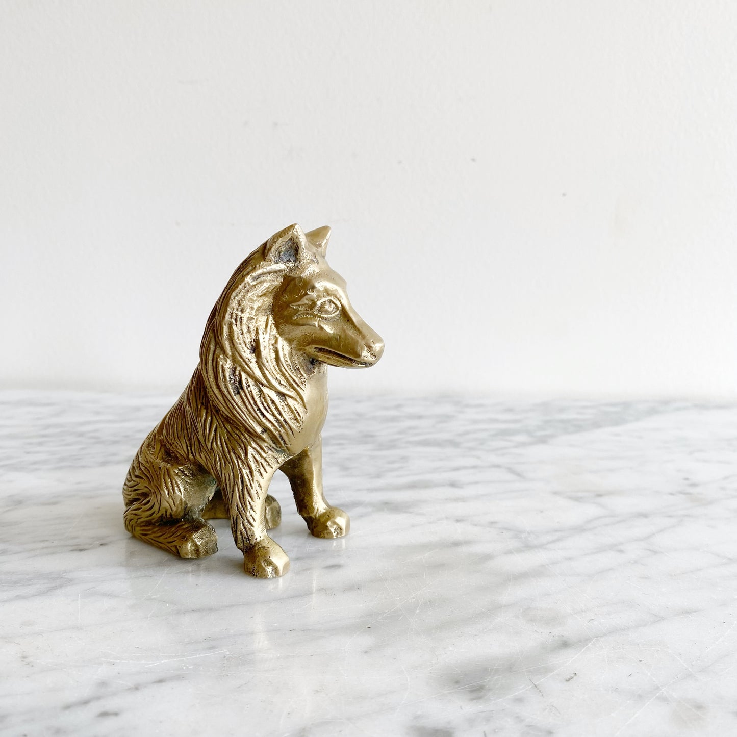 Vintage Brass Collie Dog, 4.5”