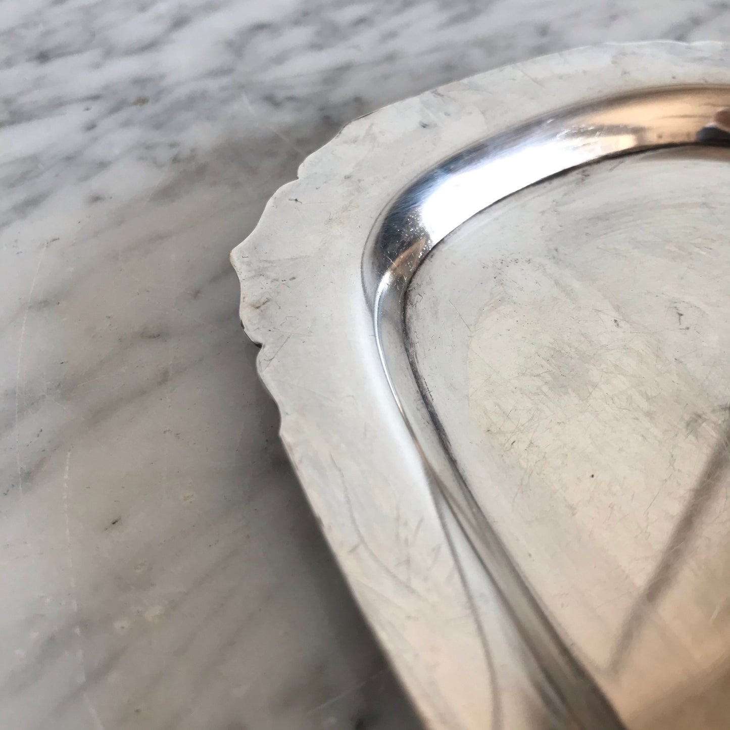 Vintage Silver Tray with Decorative Corners