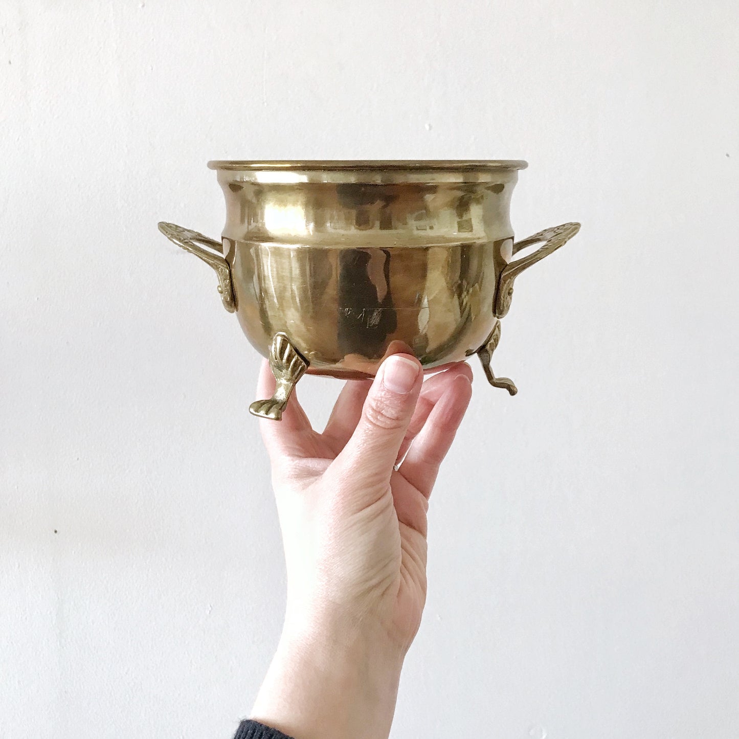 Vintage Footed Brass Planter