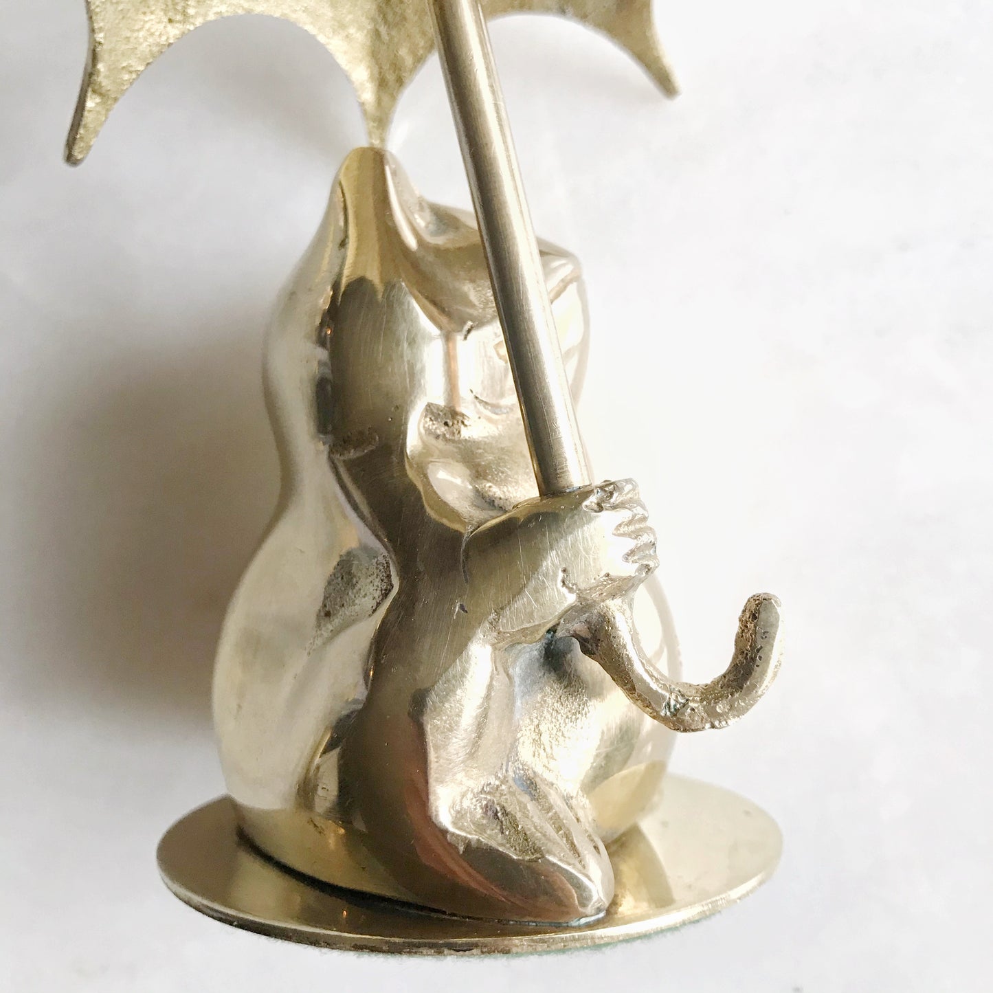 Vintage Brass Frog with Umbrella