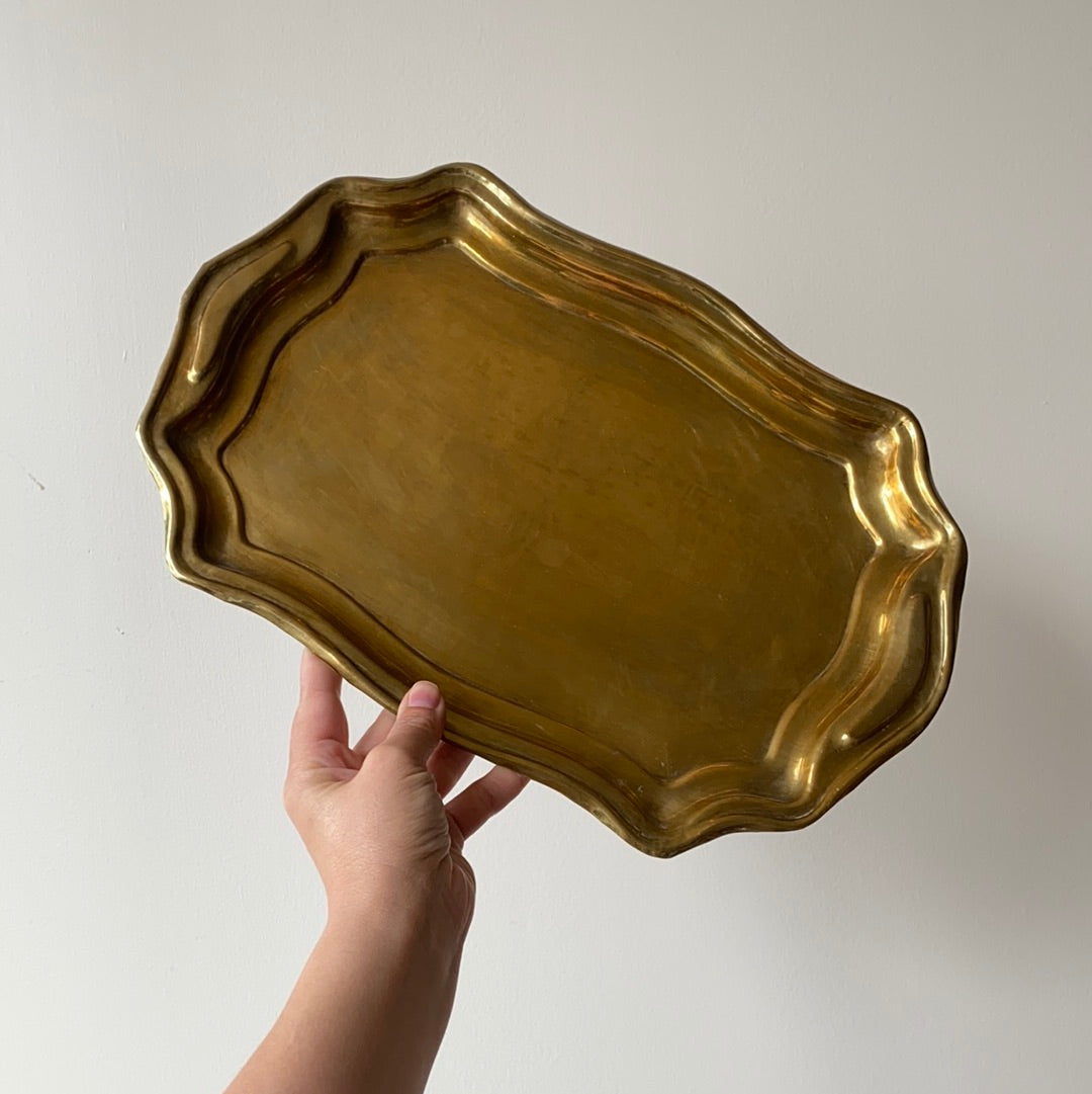 Vintage Brass Tray, 15"