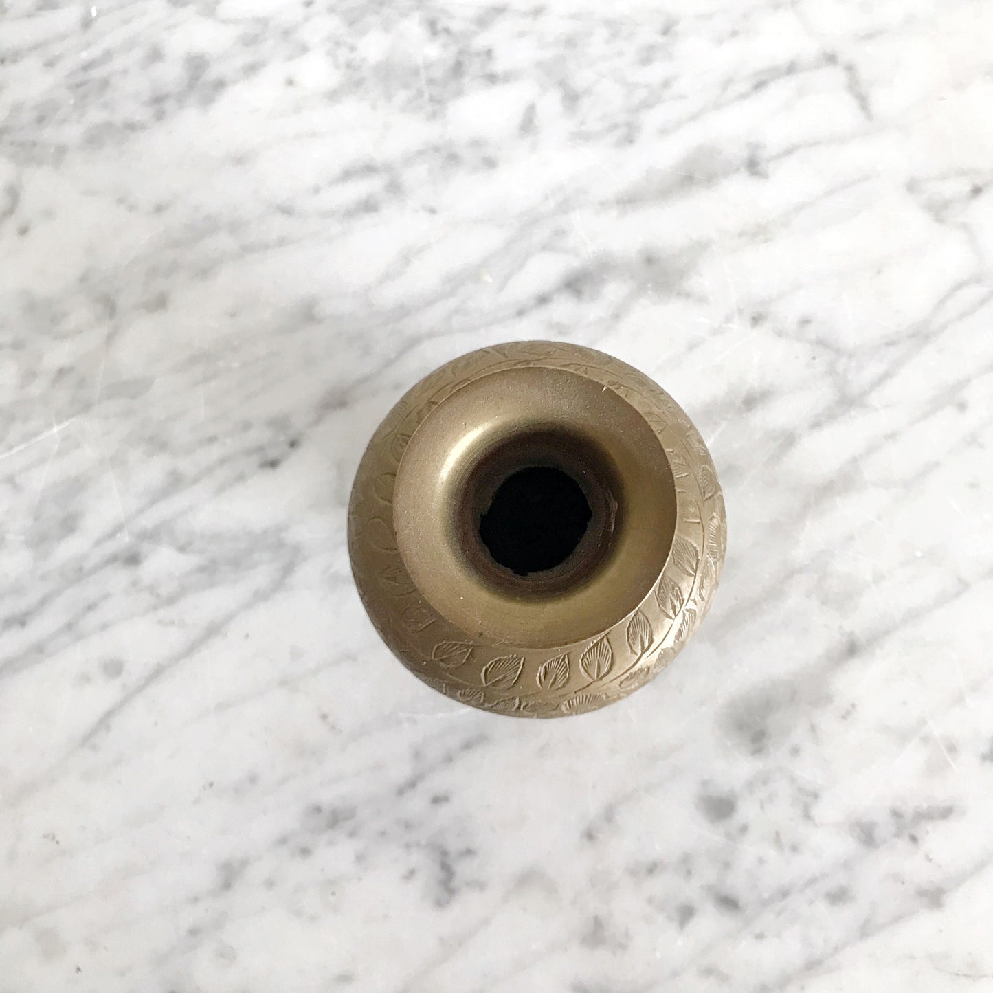 Vintage Etched Brass Vase