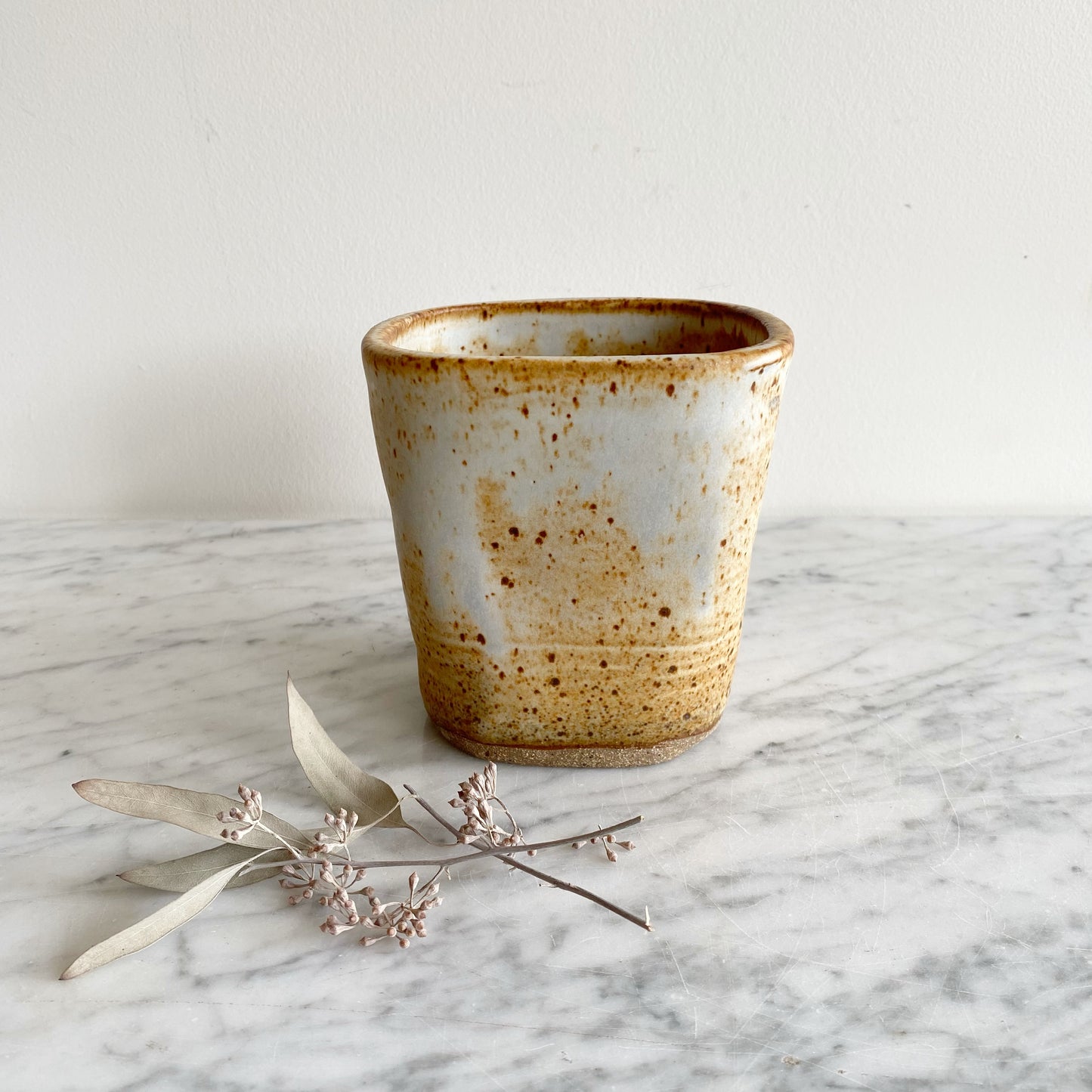 Vintage Speckled Pottery Vessel