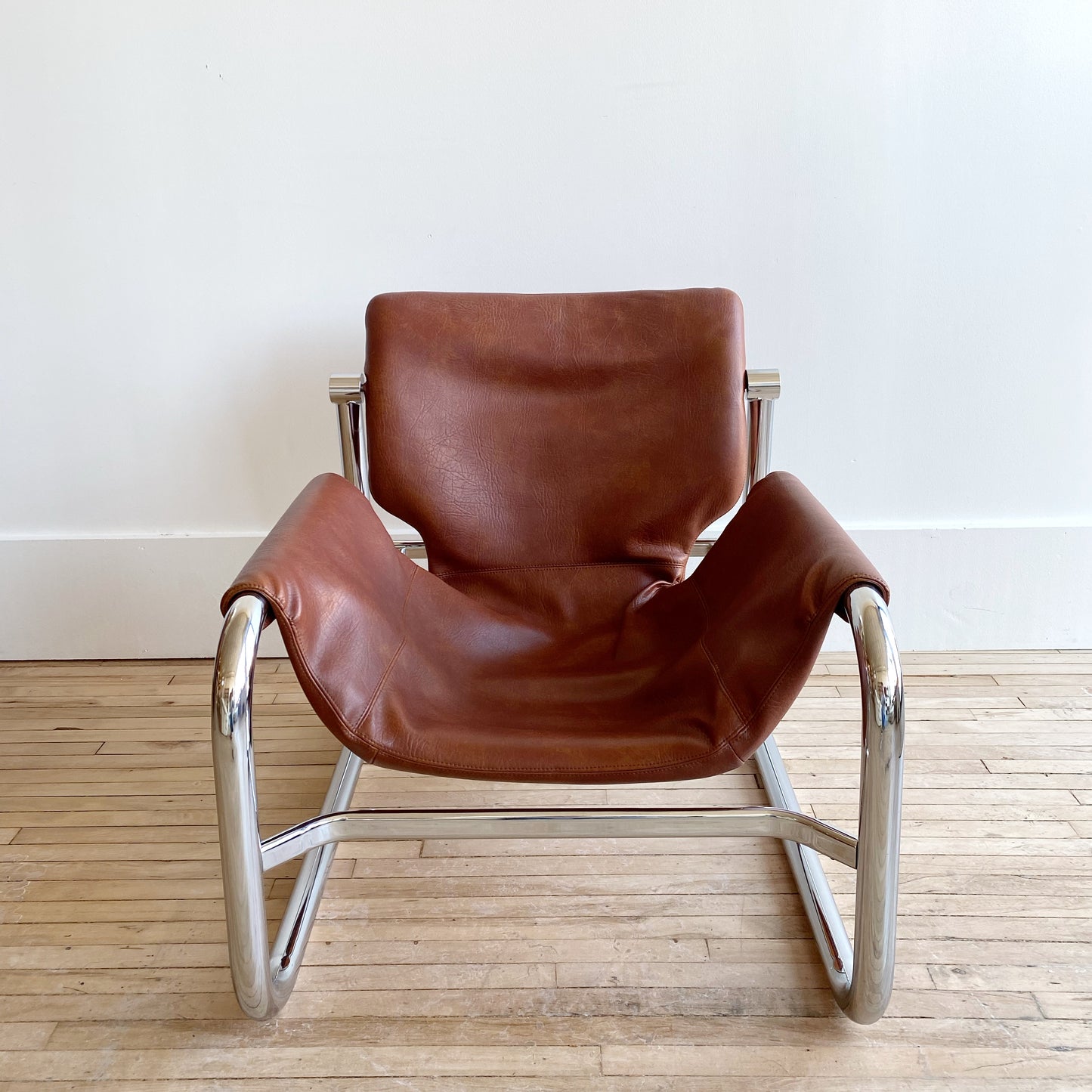 MCM Chrome + Vegan Leather Alpha Chair, by Maurice Burke