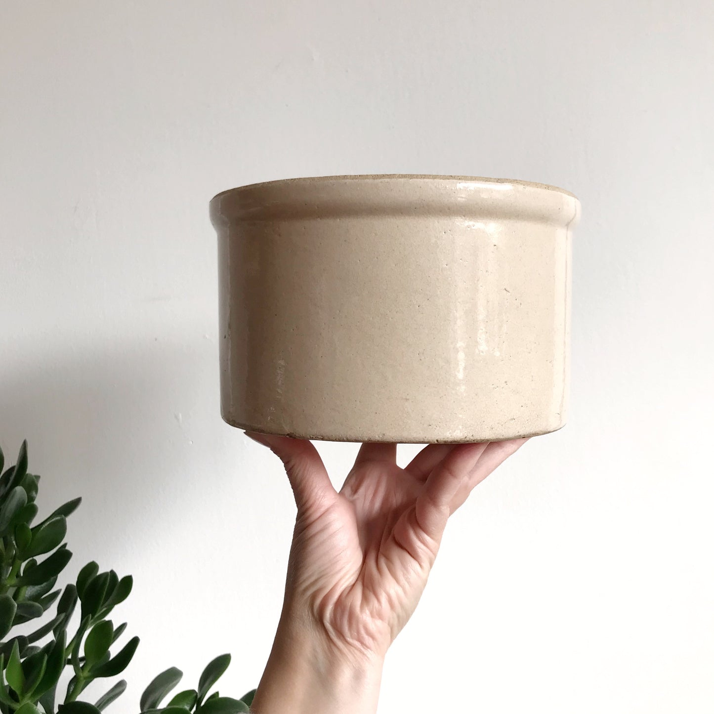Vintage Sandy Stoneware Crock Planter