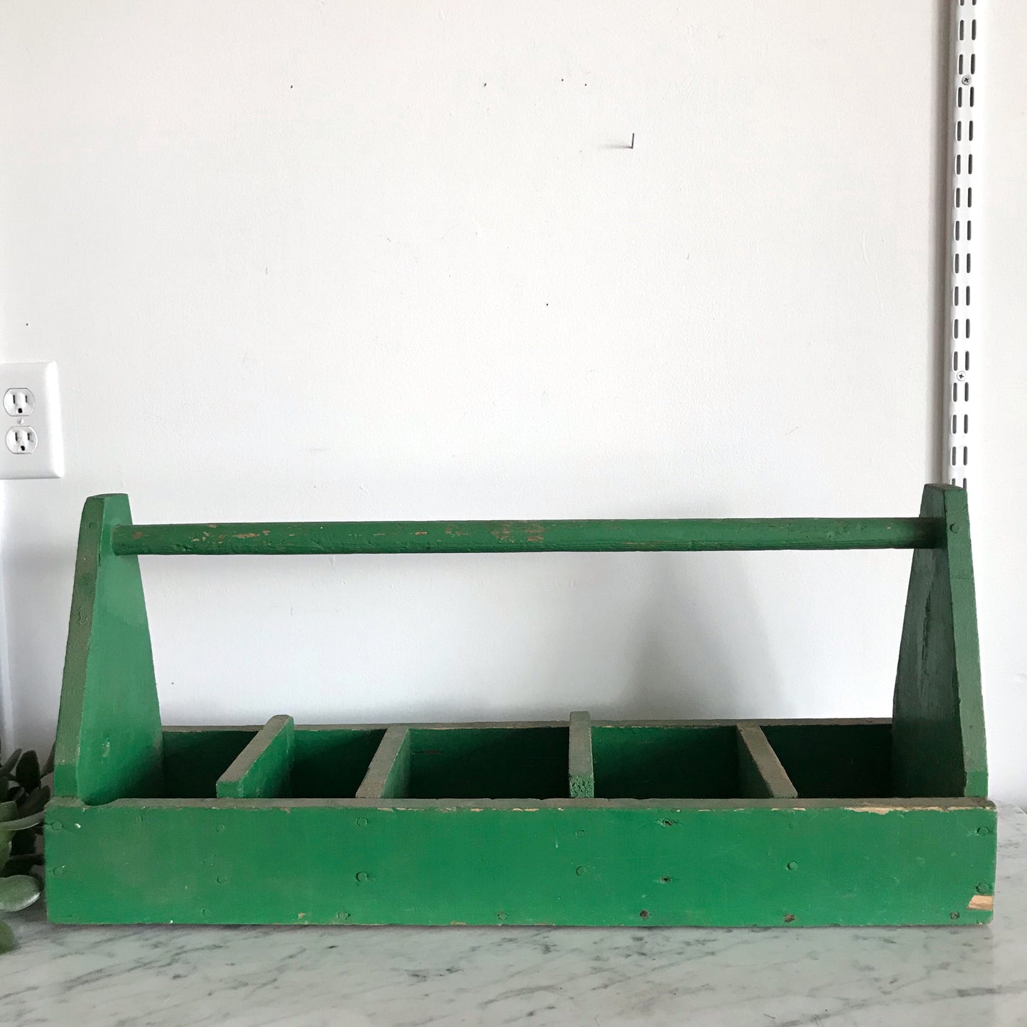 XL Vintage Primitive Wooden Caddy Box, 28.5"