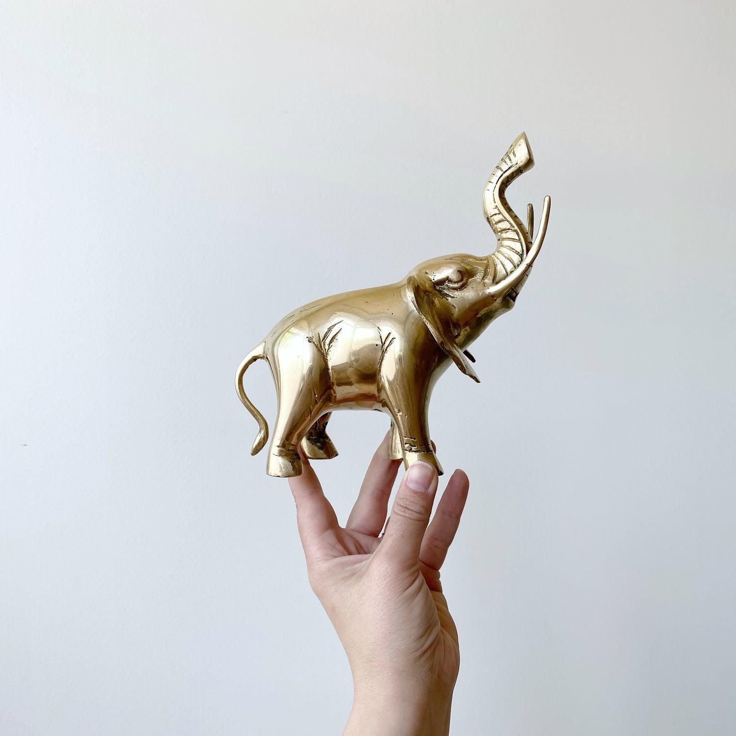 Large Vintage Brass Elephant, 7”