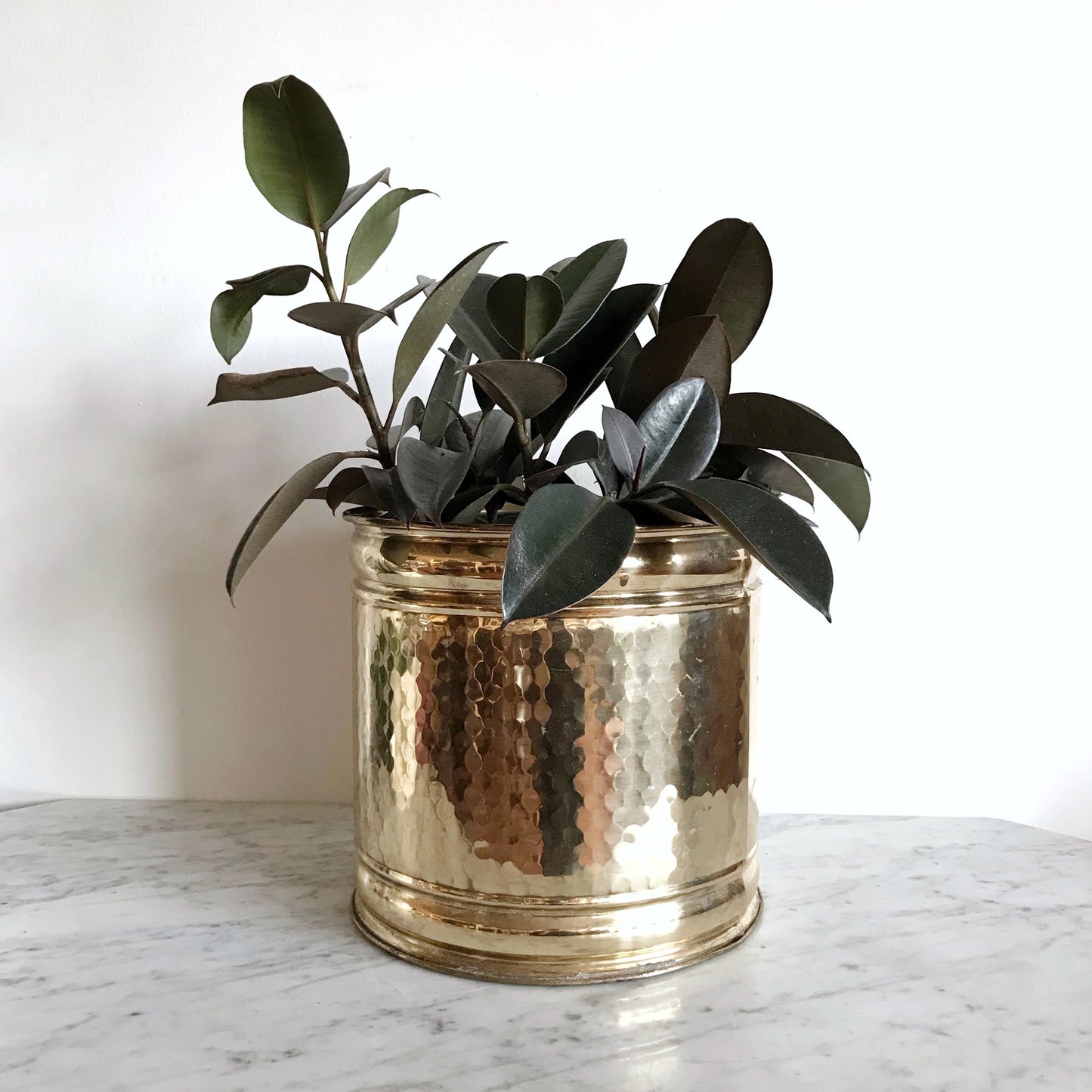 XL Vintage Hammered Brass Planter