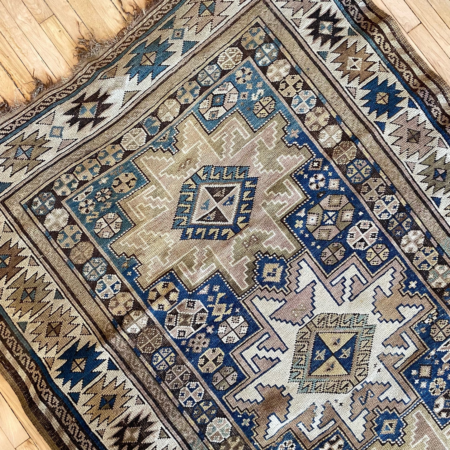"CARRINGTON" Antique Hand-knotted Wool Runner Rug (8’6” x 3’8”)