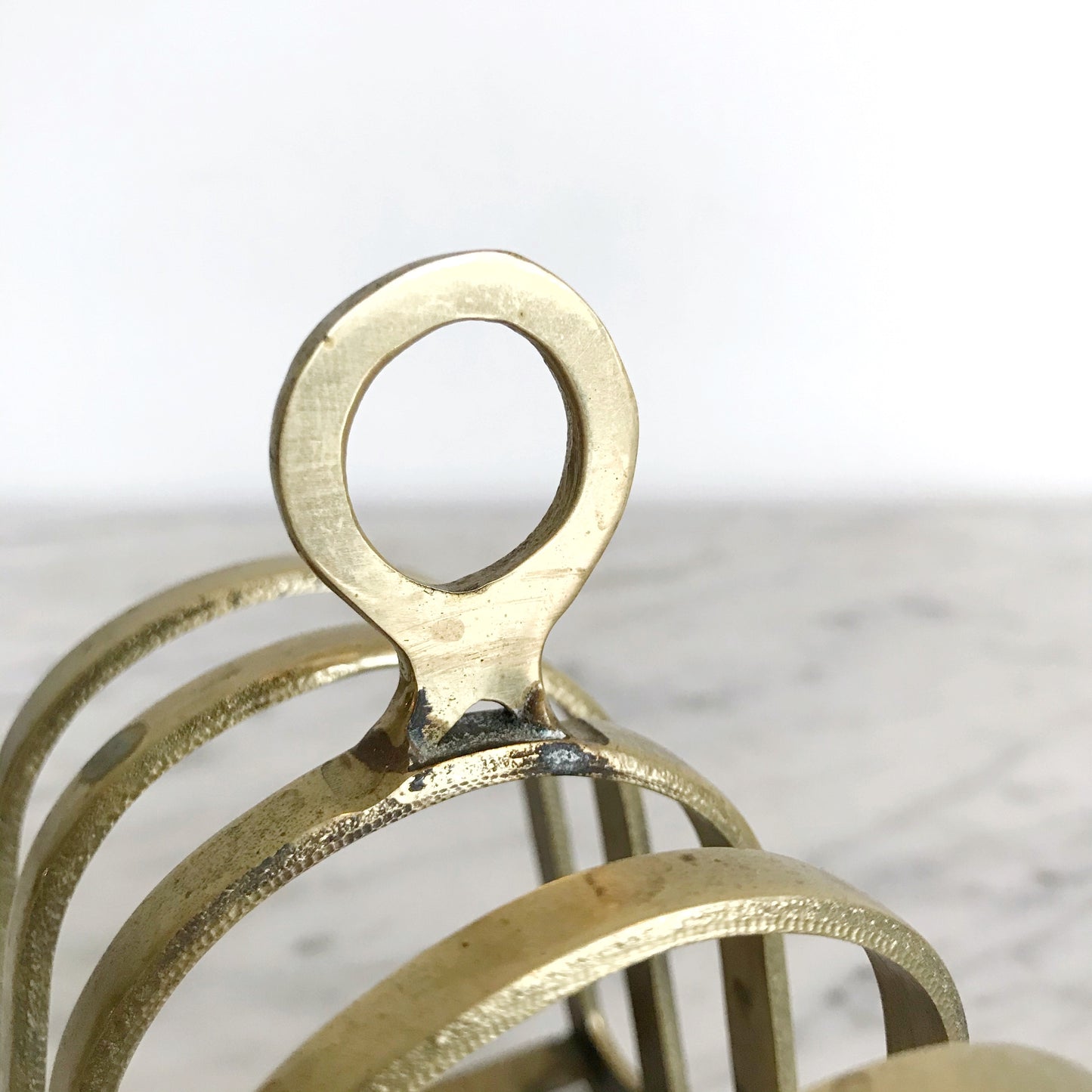 Vintage Brass Letter Holder w Circle Handle