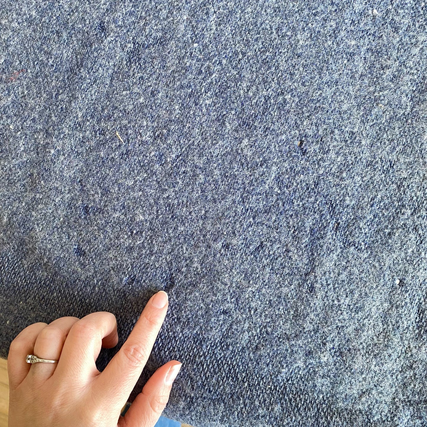 Vintage Blue Wool Lap Blanket (58" x 64")