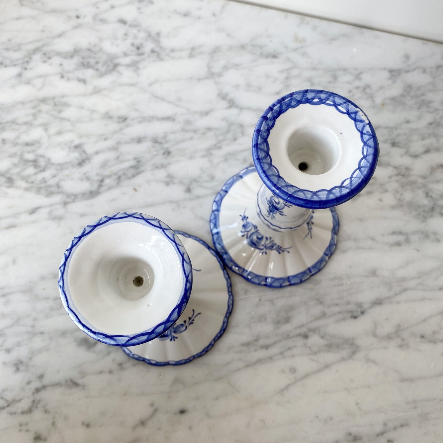 Pair of Hand-painted Candlestick Holders, Portugal