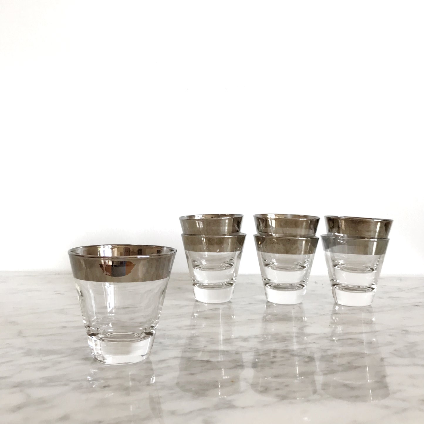 Set of 7 Vintage Silver Ombré Shot Glasses