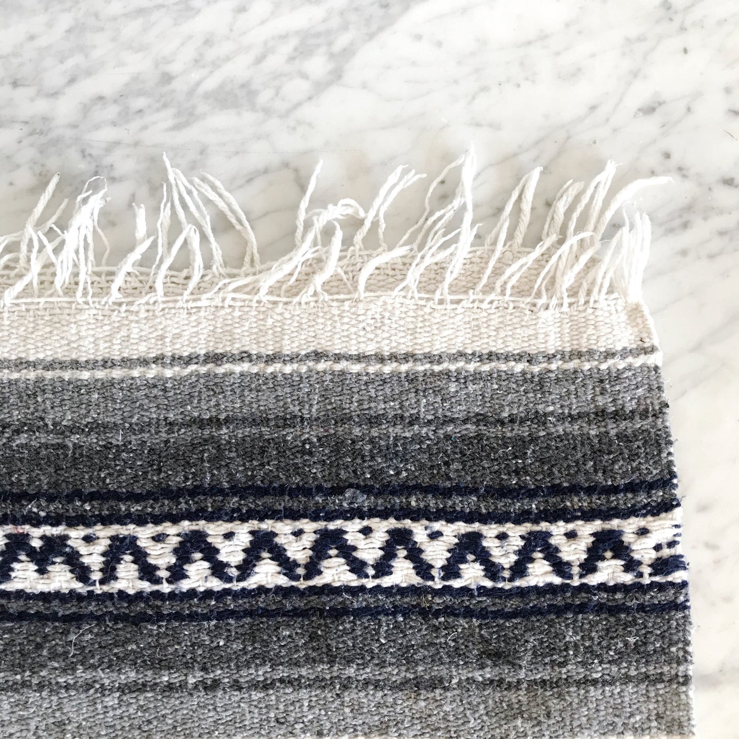 Woven Blanket, Gray + Navy