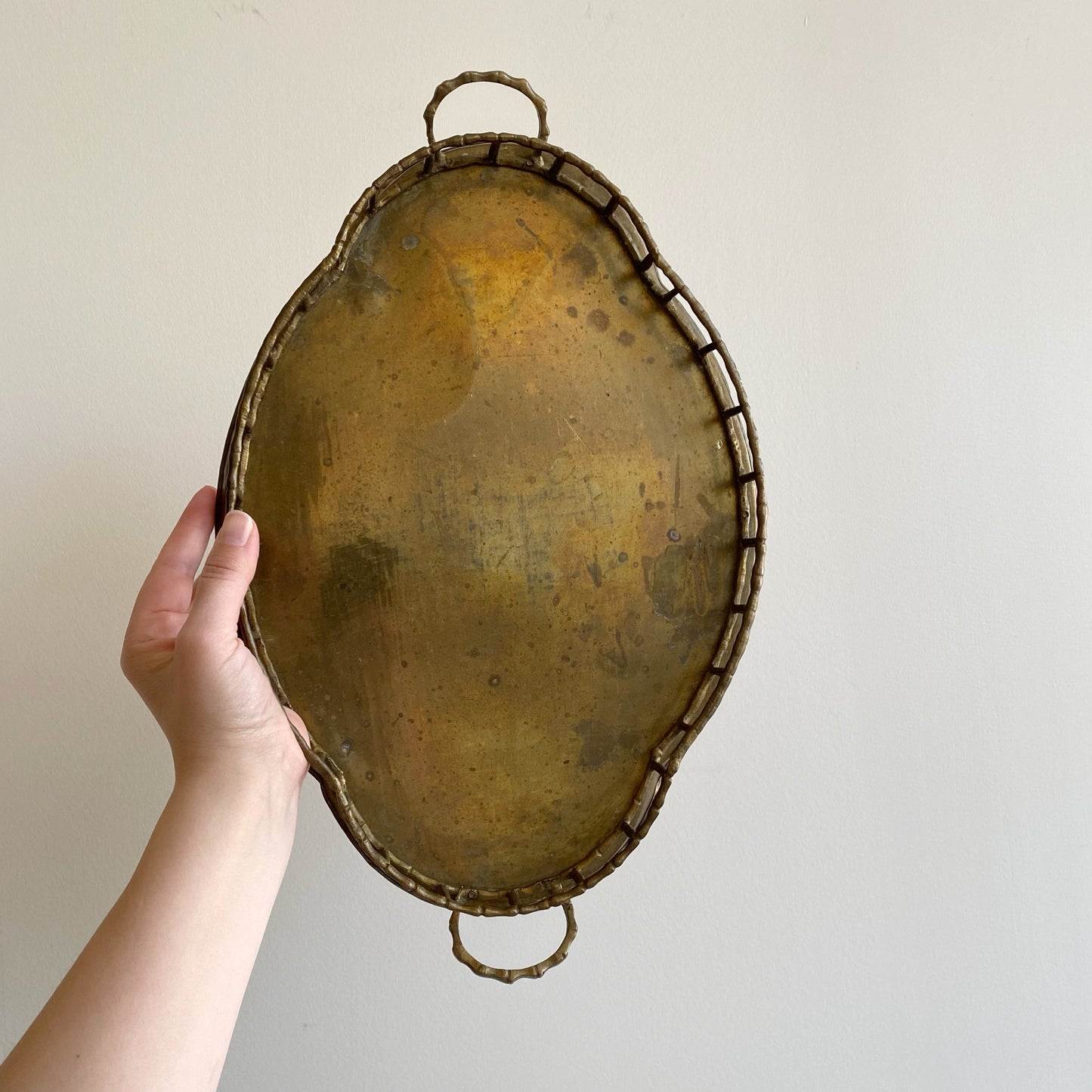 Vintage Brass Tray with Rail