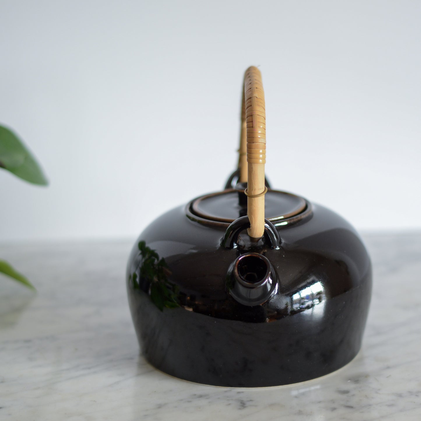 Vintage Black Ceramic Teapot by Dansk