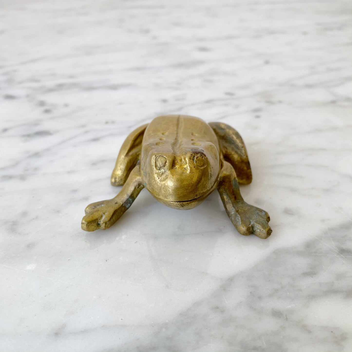 Vintage Brass Frog Trinket Box