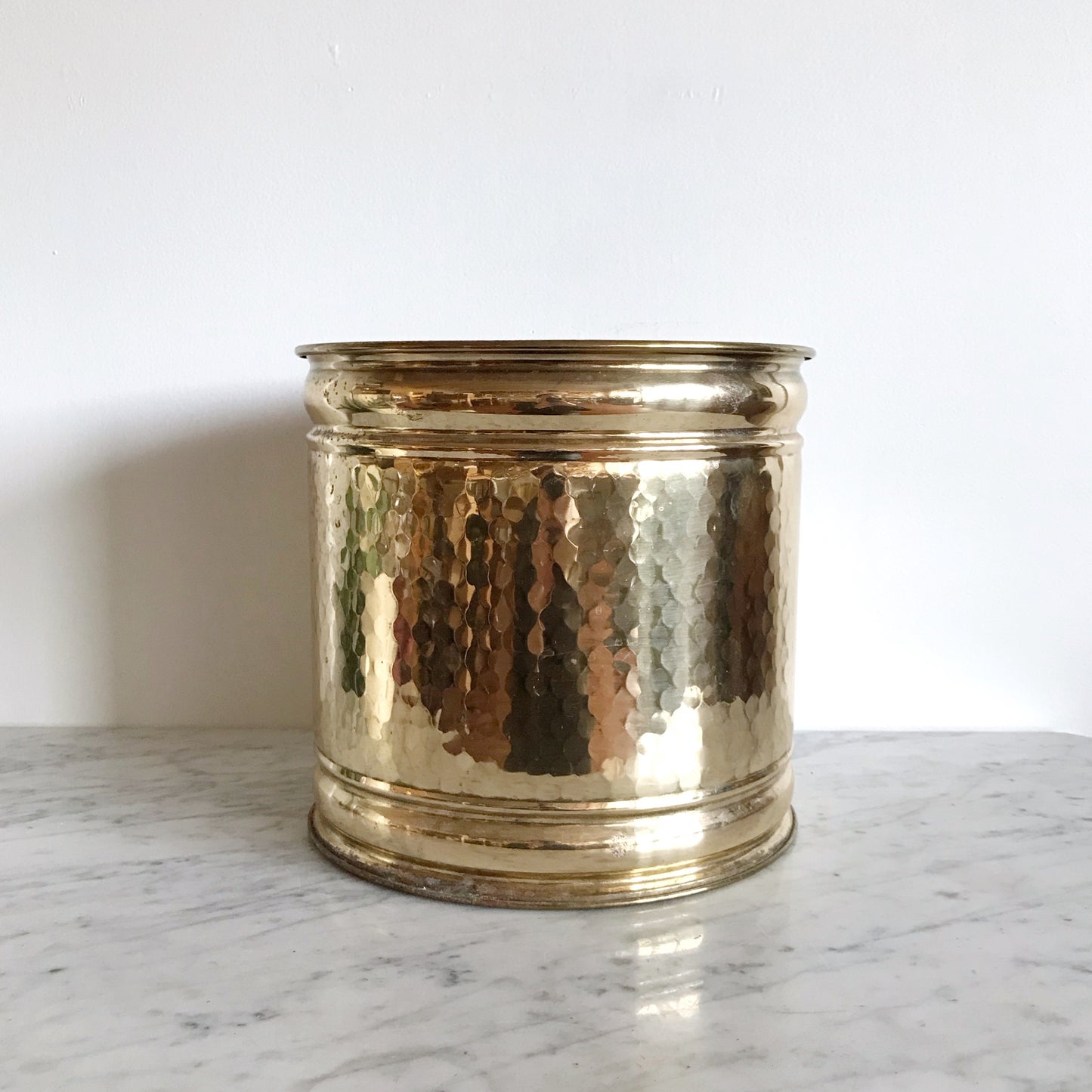 XL Vintage Hammered Brass Planter