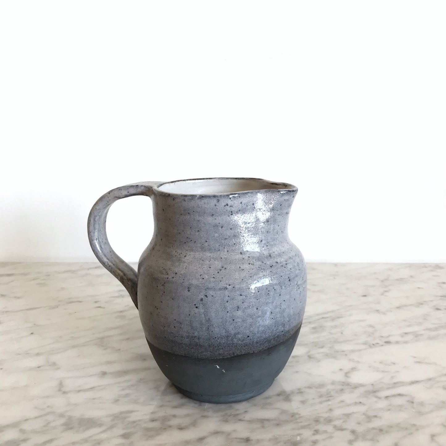 Vintage Blue "Dipped" Pottery Pitcher