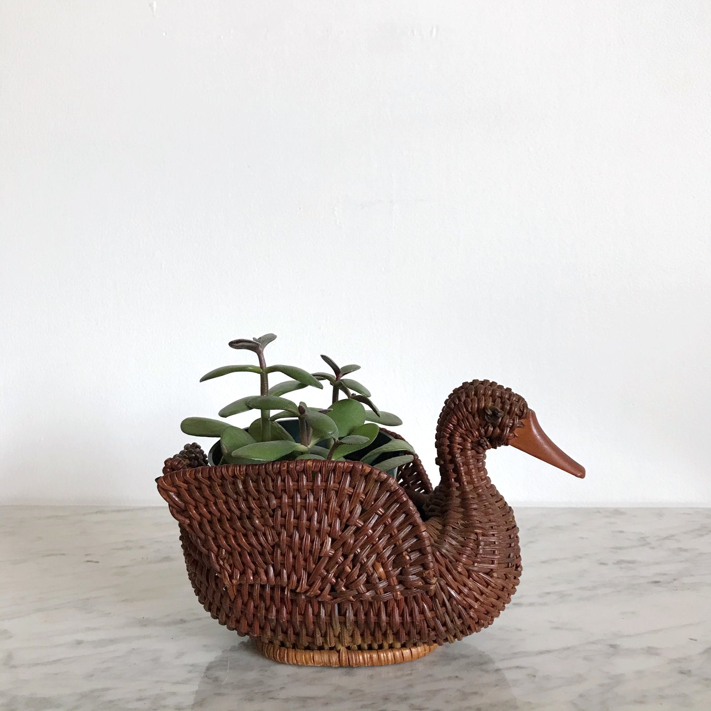Vintage Wicker Duck Plant Holder