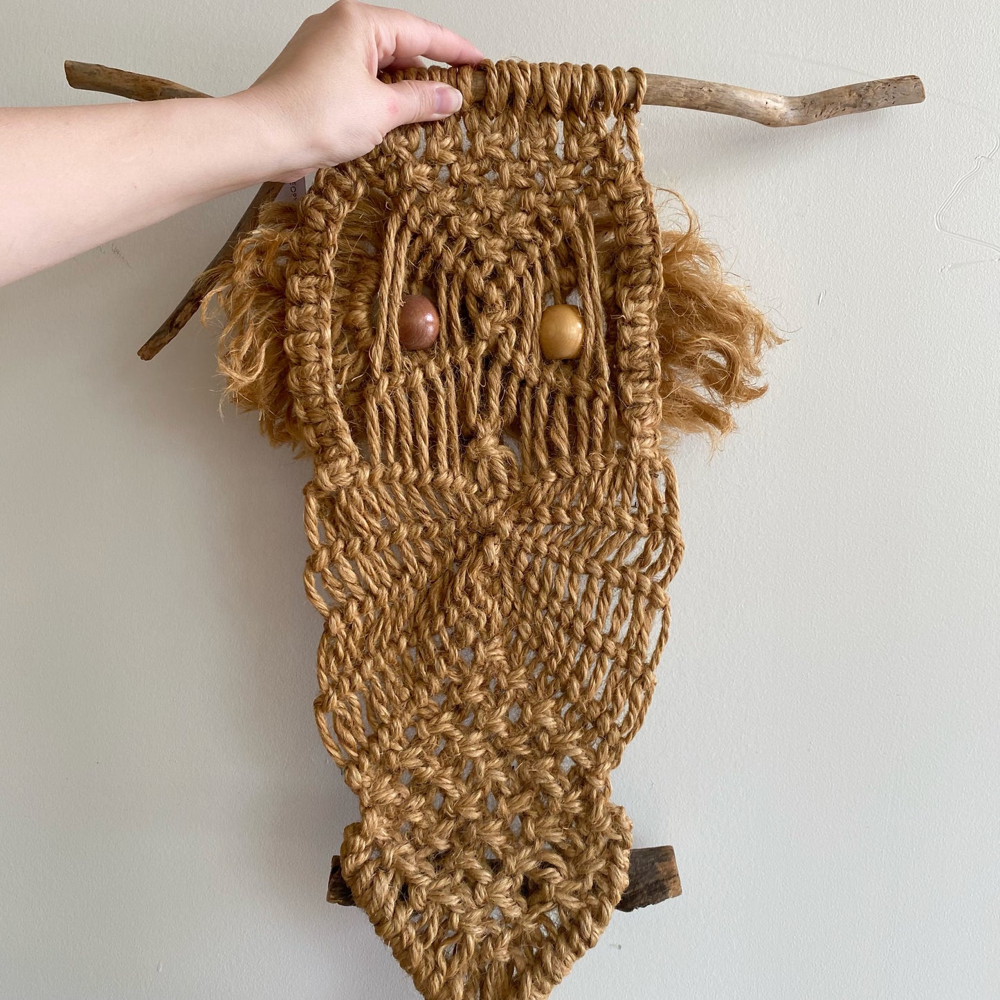 Large Vintage Woven Macrame Owl